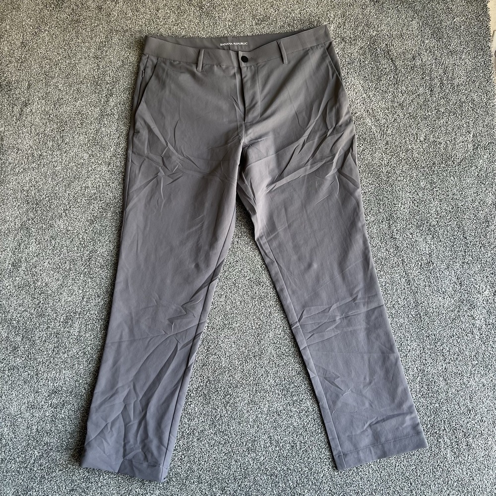 Banana Republic Mens 34x29 Gray Performance Stretch Dress Casual Pants